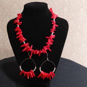 Conjunto en Coral Rojo y Hematita